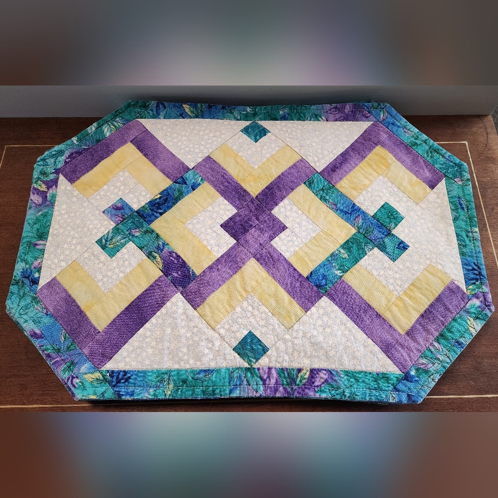 Handmade Quilted Placemats features a Log Cabin Block Pattern